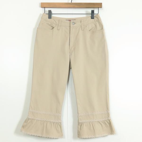 ピンクハウス★クロップドパンツ ドロワーズ サイズS ベージュ系 お花の刺繍付き♪z13080