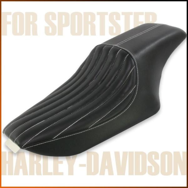 ハーレー スポーツスター ソロシート ブラック タックロール ステッチ XL883 XL1200