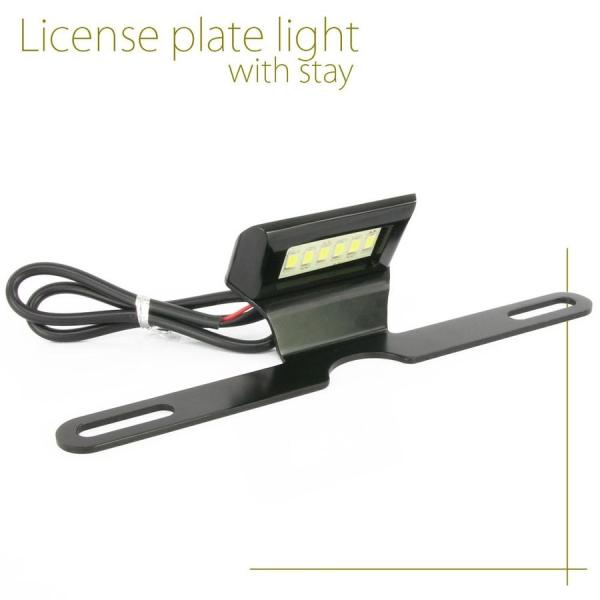 汎用 LEDナンバー灯 ナンバーホルダー付き アルミ製 ブラック ナンバーステー ライセンスホルダー...