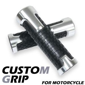 22.2mm アルミ ハンドルグリップ スリット クローム メッキ アメリカン