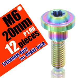 M6×20 P1.00 チタンボルト ブレーキディスクボルト 12本 6mm 20mm ピッチ1.0 ヤマハ FJR1300A TDM900 FZS1000フェザー XJR1300SP