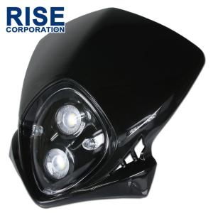 汎用 エンデューロ LEDヘッドライト カウルマスク ブラック 黒 フロント  バイク オートバイ カスタム パーツ 補修 交換 ストリートファイター オフロード