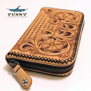 FUNNY/ファニー】 トラッカーズ ロングウォレット 革財布【タン