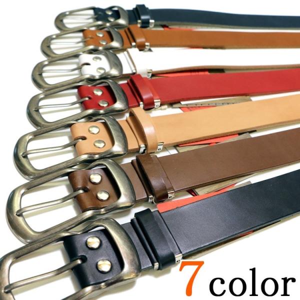 栃木レザー 日本製レザーベルト サイズフリー（ブラック/ダークブタウン/サドル/レッド/ホワイト/ブ...