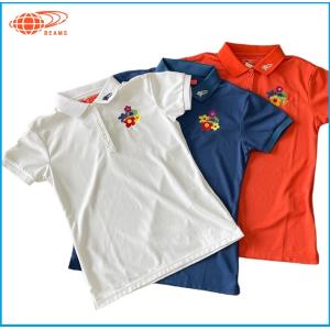 ☆レディース BEAMS GOLF ビームス ゴルフ 半袖 ポロシャツ tシャツ DRY Pointブーケ ブルー/ホワイト/オレンジ タグ付き 新品｜rise-store