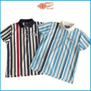 ☆レディース　BEAMS GOLF ビームス ゴルフ 半袖 ポロシャツ tシャツ DRY 変則ST ボーダー ネイビー/ブルー タグ付き 新品｜rise-store