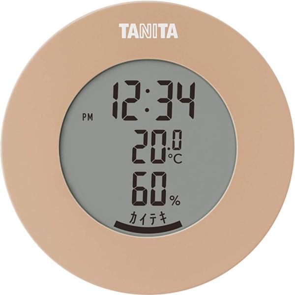 タニタ 温湿度計 時計 温度 湿度 デジタル 卓上 マグネット ライトブラウン TT-585 BR