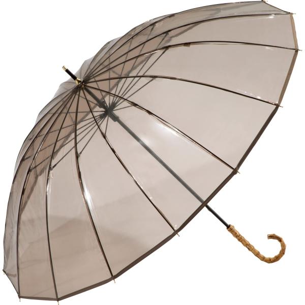 Wpc. 雨傘 [ビニール傘] 16Kプラスティックパイピング ブラウン 長傘 親骨60cm 大きい...