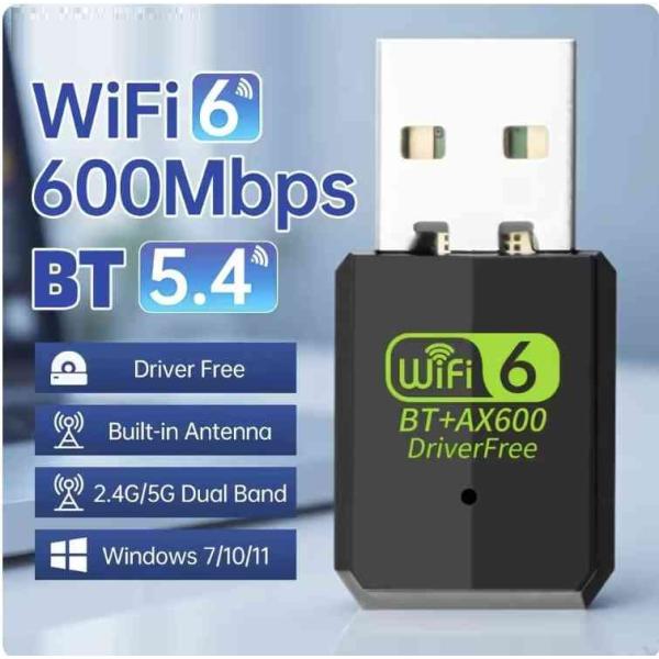 無線LANアダプタ Bluetoothアダプタ Wi-Fi WiFi6 600Mbps 2.4GHz...