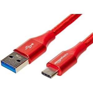 Amazonベーシック 充電ケーブル 二重網組ナイロン USB タイプC~タイプA 3.1 第2世代 レッド 約0.9m