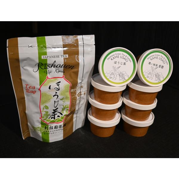 かめうさぎ謹製 定番ジェラート8個+ほうじ茶ティーバッグセット