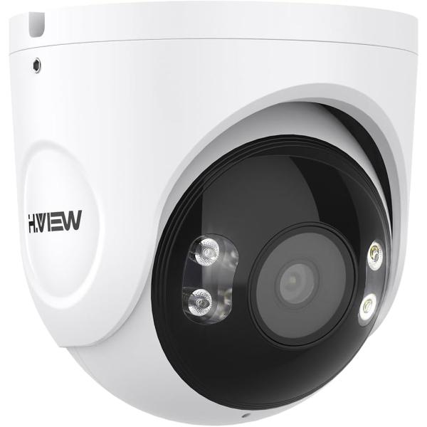 H.VIEW 防犯カメラ 12MP 1200万画素 PoE有線 ドーム型 30FPS 人体検知 発光...