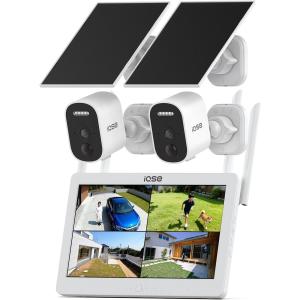 三年保証】【ソーラーカメラ2台＋NVR録画機セット】IQSE 防犯カメラ