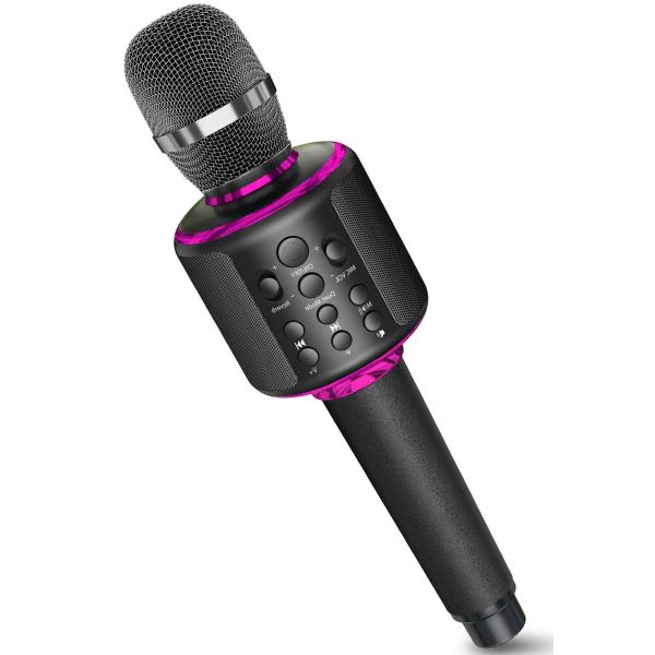 カラオケマイク Bluetooth マイク カラオケ デュエット 伴奏 エコー 音量調節 革ハンドル...