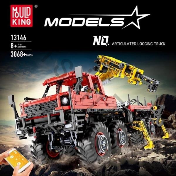 LEGOレゴ互換品 ラジコン 多関節式伐採トラック ローダークレーン モーターセット付 8×8 オフ...
