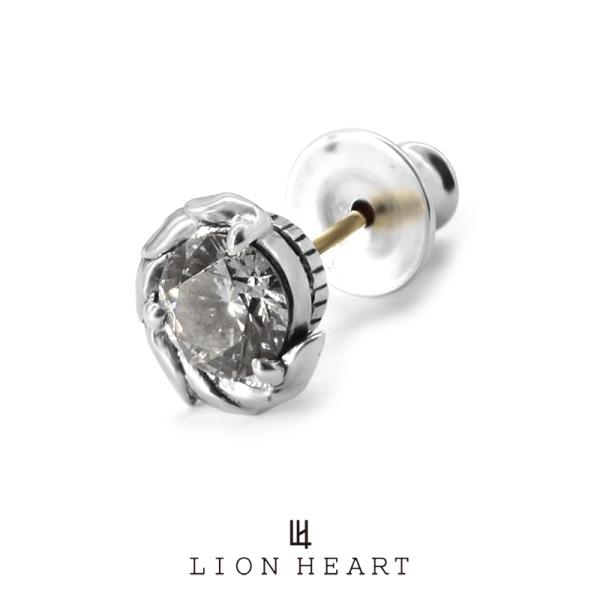 ライオンハート HOWL タテガミサイド スタッズピアス シルバー925 （シルバー×クリアキュービ...