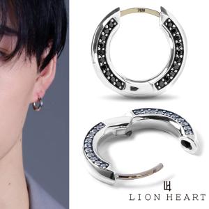 ライオンハート for Gift クラッチピアス サイドストーン (クリア・ブラック) シルバー925 1EA191 LION HEART K18ポスト フープピアス 1点売り｜rismtown-y