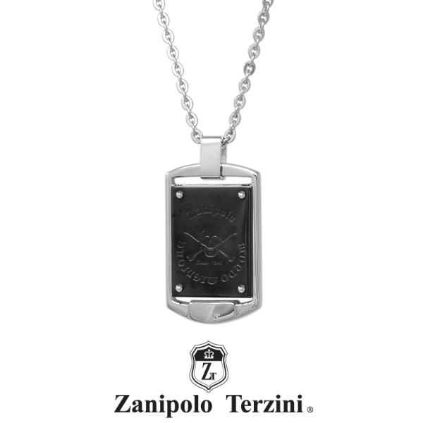 ザニポロタルツィーニ ドッグタグ スカル プレート ネックレス ブラック ZTP459  Zanip...