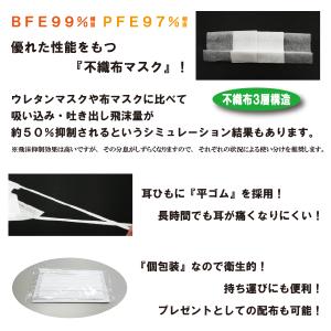 不織布マスク 50枚 白 黒 紺 ネイビー 個...の詳細画像3