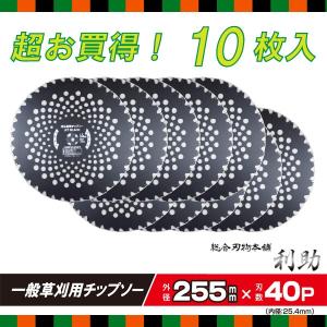 草刈用 チップソー JET BLACK 縦埋込刃 チップガード付 表面加工 10枚セット 255mm×40P 刈払機 草刈機 刈払い 草刈り 替刃