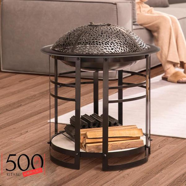 ファイヤーピット 室内暖房 薪 焚き火台 蓋付き 炭火鉢 暖房ストーブ 丸太火格子 屋外用 焚火台 ...