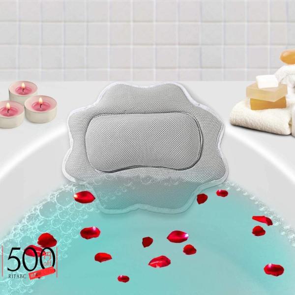 浴槽枕 吸盤枕 風呂 枕，ヘッドネックとショルダーレストのサポート用枕、5Dエアメッシュの高級スパ浴...