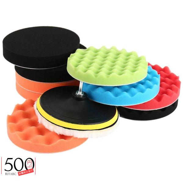 ポリッシャー バフ ポリッシング スポンジ 洗車 7インチ180mm 11点 セット 電動 ドリル ...