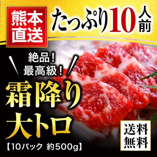 馬刺し 肉 熊本 大トロ 霜降りフェア 500g 約50g×10 約10人前 ギフト 食べ物 おつま...