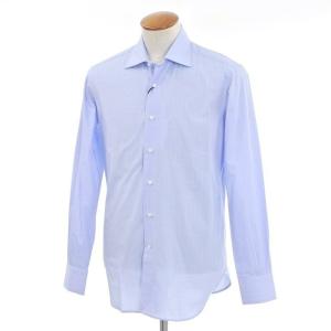 未使用 オリアン ORIAN グレンチェック ワイドカラー ドレスシャツ ブルー×ホワイト 39｜ritagliolibro