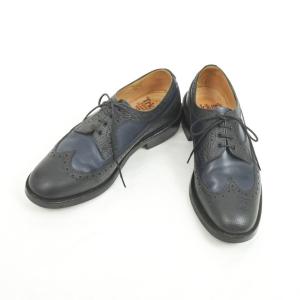 トリッカーズ Trickers コンビレザー ウイングチップ シューズ ネイビー×ブラック 8 1/2｜ritagliolibro