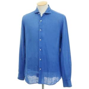 ザカス XACUS 製品染め リネン ホリゾンタルカラーシャツ ブルー 38｜ritagliolibro