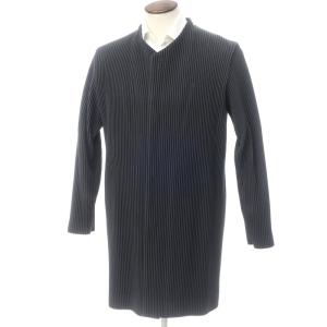 【中古】オム プリッセ イッセイミヤケ HOMME PLISSE ISSEY MIYAKE 2022年秋冬 プリーツ ノーカラー ロングジャケット【サイズL位】[BPD]｜ritagliolibro