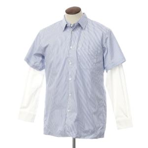 【未使用】コムデギャルソンシャツ COMME des GARCONS SHIRT 2022年春夏 レイヤード ストライプ シャツ ホワイトxブルー【サイズL】[CPD]｜ritagliolibro
