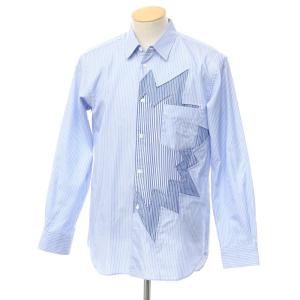 【未使用】コムデギャルソンシャツ COMME des GARCONS SHIRT 2022年春夏 切替 ストライプ シャツ ライトブルーxホワイト【サイズS】[BPD]｜ritagliolibro