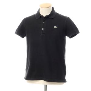 【中古】ラコステ LACOSTE 鹿の子コットン 半袖ポロシャツ ブラック【サイズ2】[BPD]｜ritagliolibro