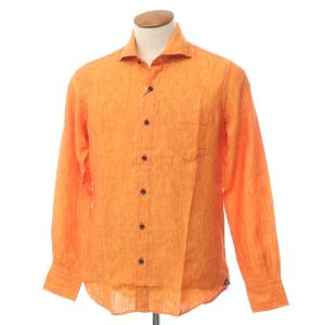 【未使用】ジーステージ g-stage リネン ホリゾンタルカラーシャツ オレンジ【サイズ46】｜ritagliolibro