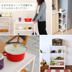 キッチンワゴン キャスター付き 4段 木製 タ...の詳細画像2