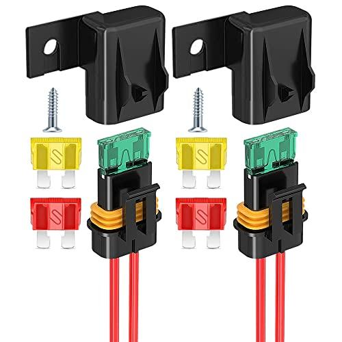 KILIGEN インラインヒューズホルダー 2個パック IP67 防水 12AWG ゲージ配線ハーネ...