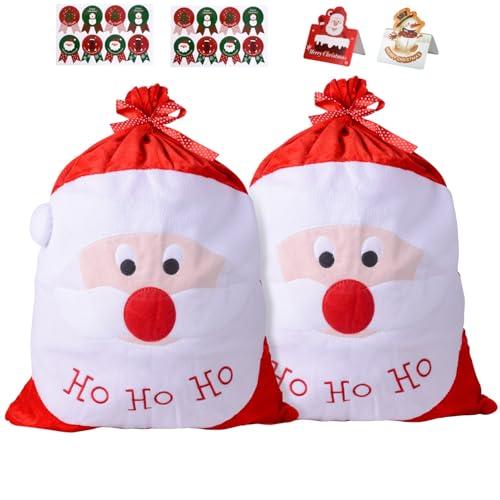 サンタ 袋 2個セット 61x50cm クリスマス ラッピング 袋 サンタクロース 特大 巾着袋 大...