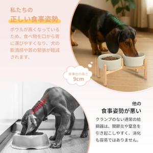 犬ご飯ボウル ペット用 木製陶器 犬ご飯台・犬...の詳細画像2