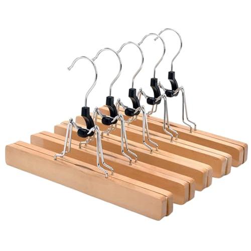 DEWEL スカート ハンガー 木製 5本組セット 360度回転 防錆 フック ズボンハンガー スカ...