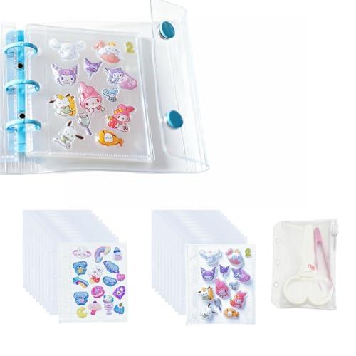 Rich Peach シール帳 透明 A8サイズ バインダー はがせるリフィル20枚付き 3層ポケッ...