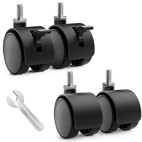 キャスター ネジ式キャスター m8 ストッパー付き 50径 360度回転 静音 取替えキャスター ネ...