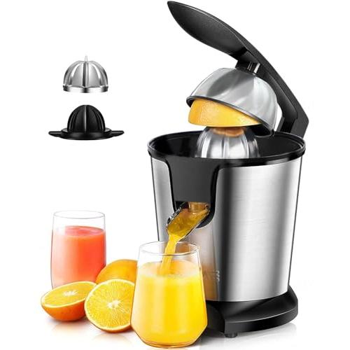 DEIME ステンレススチール シトラスジューサー ジュース絞り器 電動オレンジジュー 圧力活性化電...