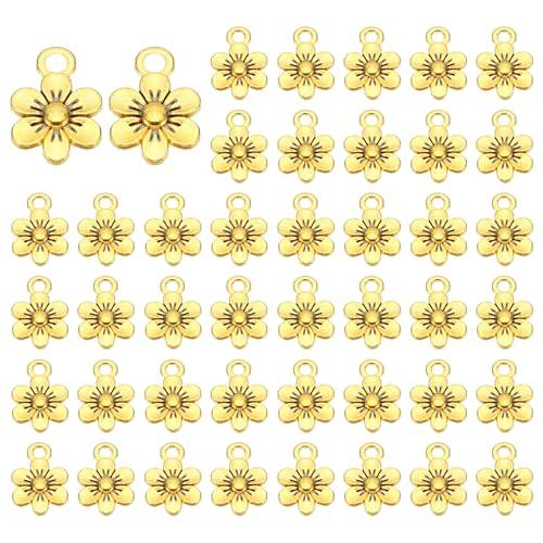 [PATIKIL] リトルフラワー装飾 50個合金製ビンテージ小さな花ペンダント 女性用ネックレス ...