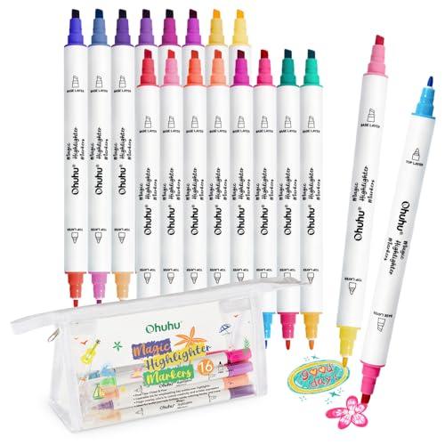 Ohuhu マーカーペン セット 重ね書き 水性ペン 太・細字両用 イラストマーカー 面白い カラー...
