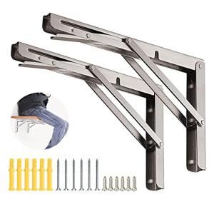 棚受け 金具 L字型 折 ステンレス鋼 ト ブラケット 壁 棚 収納 棚柱 おしゃ れ 折りたたみブラケットアクセサリー 収納 耐荷重50-150kg ネジ付 2本セット シルバ｜RITTER