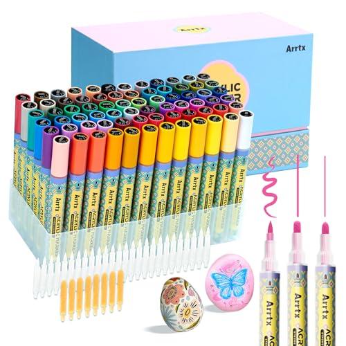 Arrtx 72色 アクリルペイントペン 3mm ミディアムチップ ペイントマーカー ペイントペン ...