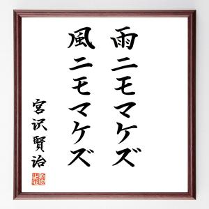 宮沢賢治の名言「雨ニモマケズ風ニモマケズ」額付き書道色紙／直筆済み｜rittermind