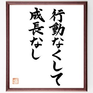 名言「行動なくして、成長なし」額付き書道色紙／直筆済み｜rittermind